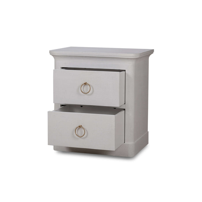 Bramble - Claremont Linen Wrapped Bedside Cabinet In Dove White - BR-76628FDOW----- - GreatFurnitureDeal