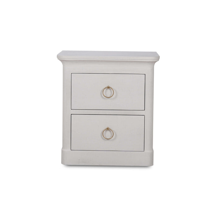 Bramble - Claremont Linen Wrapped Bedside Cabinet In Dove White - 76628FDOW----- - GreatFurnitureDeal