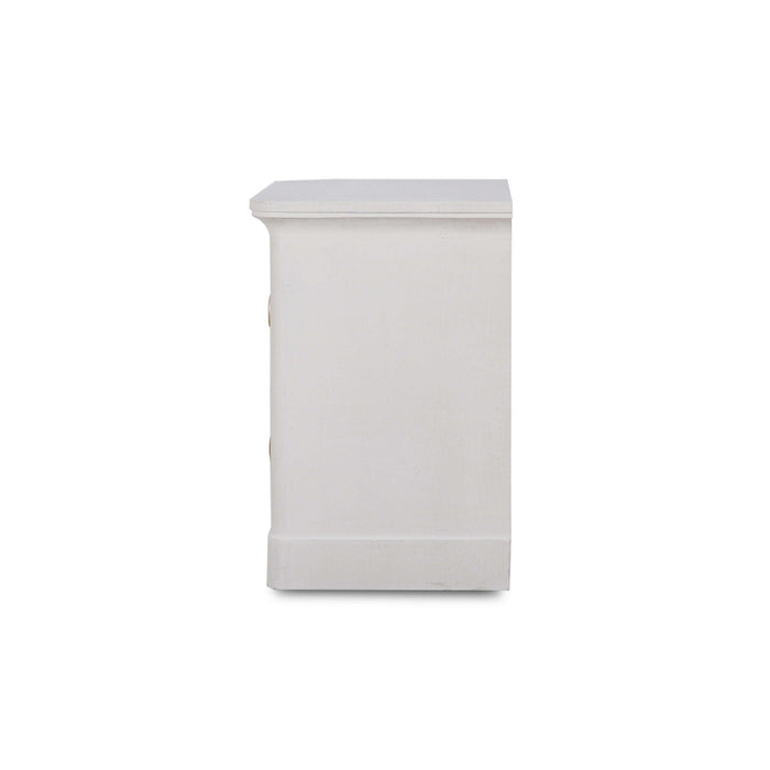 Bramble - Claremont Linen Wrapped Bedside Cabinet In Dove White - 76628FDOW----- - GreatFurnitureDeal