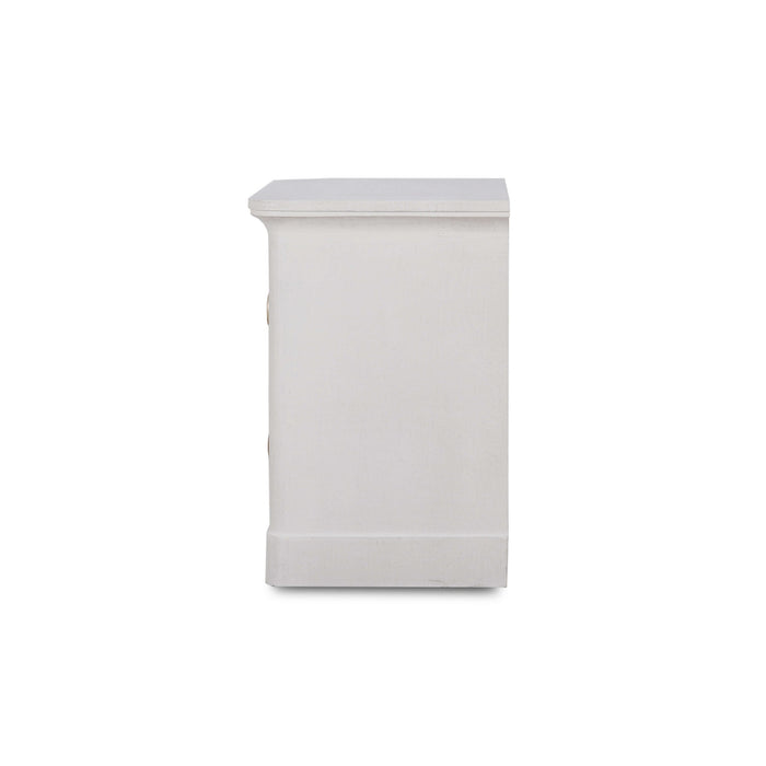 Bramble - Claremont Linen Wrapped Bedside Cabinet In Dove White - BR-76628FDOW----- - GreatFurnitureDeal