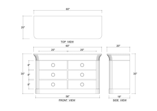Bramble - Claremont 6 Drawer Linen Wrapped Dresser - BR-76630 - GreatFurnitureDeal