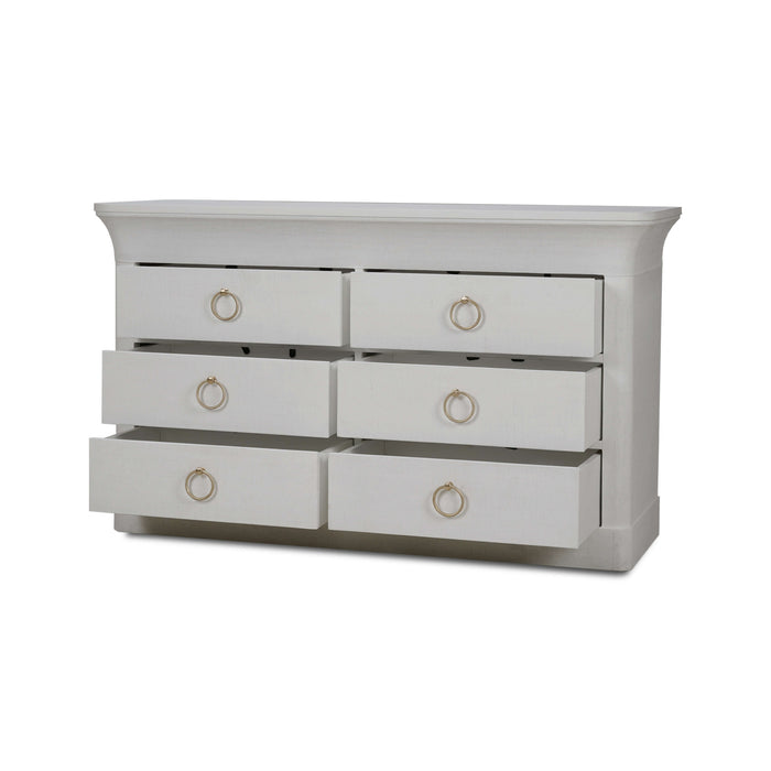 Bramble - Claremont Linen Wrapped 6 Drawer Dresser In Dove White - BR-76630FDOW-----