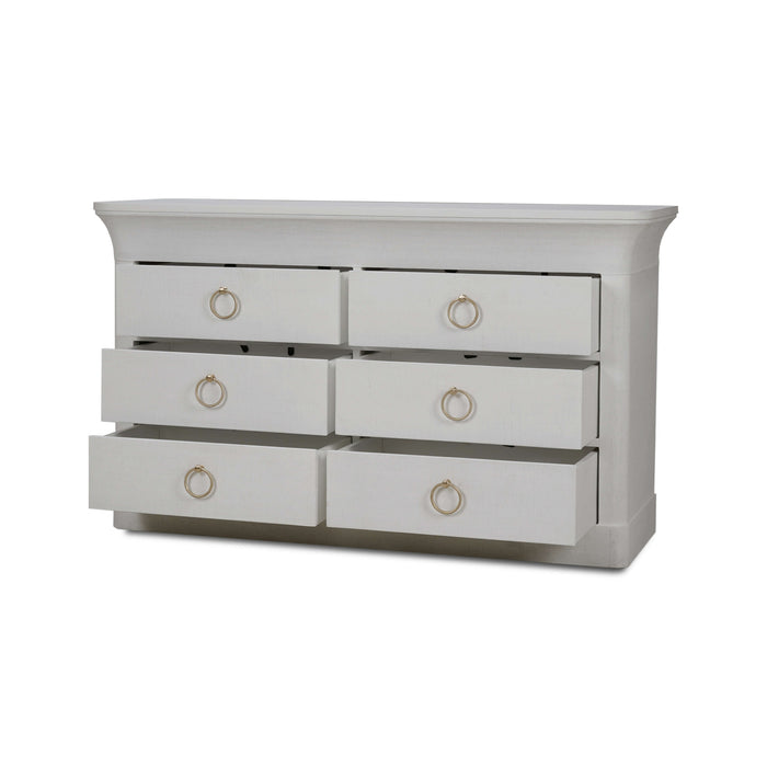 Bramble - Claremont 6 Drawer Linen Wrapped Dresser in Linen Dove White - US-WS-76630FDOW-----