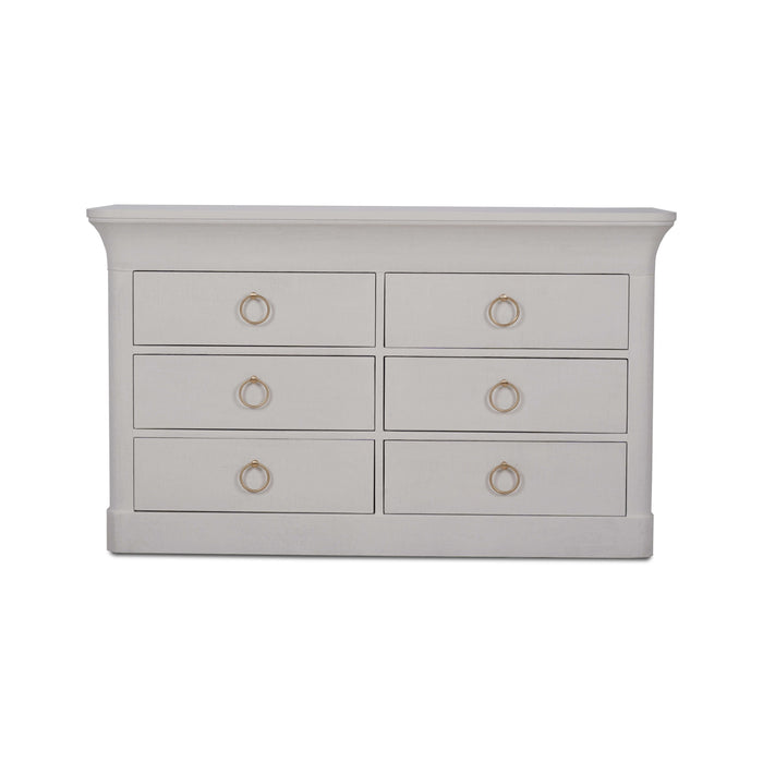 Bramble - Claremont Linen Wrapped 6 Drawer Dresser In Dove White - BR-76630FDOW-----