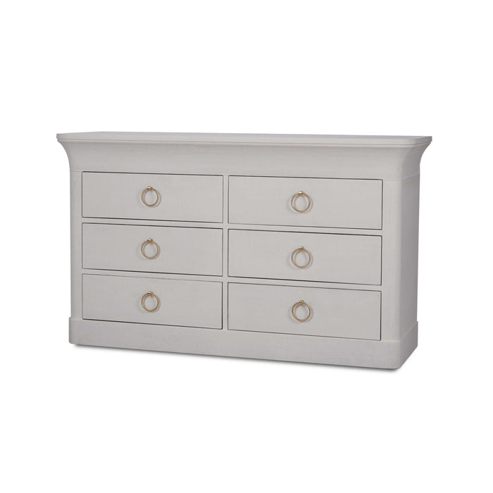 Bramble - Claremont Linen Wrapped 6 Drawer Dresser In Dove White - BR-76630FDOW----- - GreatFurnitureDeal