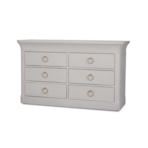Bramble - Claremont 6 Drawer Linen Wrapped Dresser in Linen Dove White GreatFurnitureDeal Bramble - Claremont 6 Drawer Linen Wrapped Dresser in Linen Dove White GreatFurnitureDeal