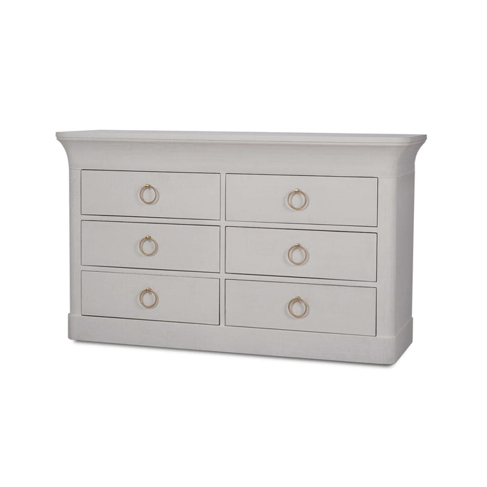 Bramble - Claremont 6 Drawer Linen Wrapped Dresser in Linen Dove White - US-WS-76630FDOW-----