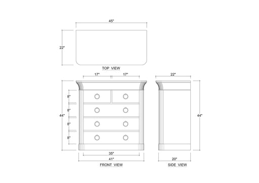 Bramble - Claremont 5 Drawer Linen Wrapped Dresser - BR-76632 - GreatFurnitureDeal