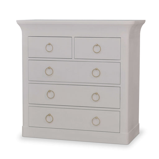 Bramble - Claremont Linen Wrapped 5 Drawer Dresser In Dove White - BR-76632FDOW----- - GreatFurnitureDeal