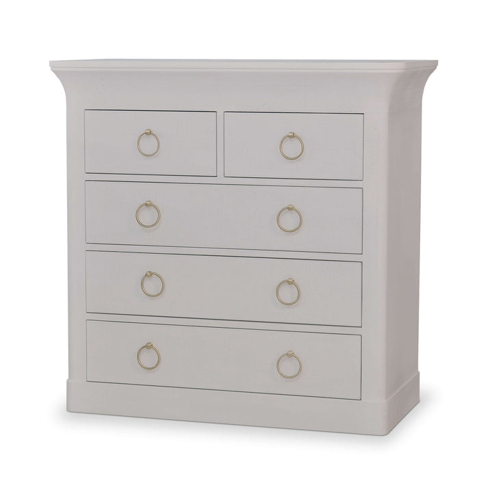 Bramble - Claremont Linen Wrapped 5 Drawer Dresser In Dove White - BR-76632FDOW-----