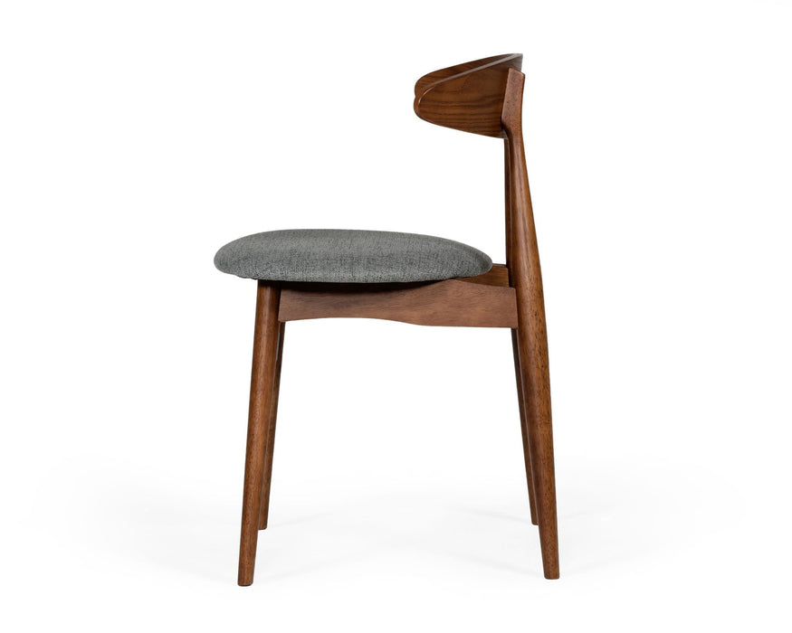 VIG Furniture - Modrest Prospect Modern Grey Fabric & Walnut Dining Chair (Set of 2) - VGMAMI-446 - GreatFurnitureDeal