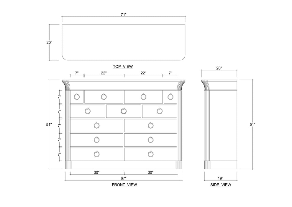 Bramble - Large Claremont Linen Wrapped Dresser in Linen Pearl Grey - US-WS-76634FPAG-----
