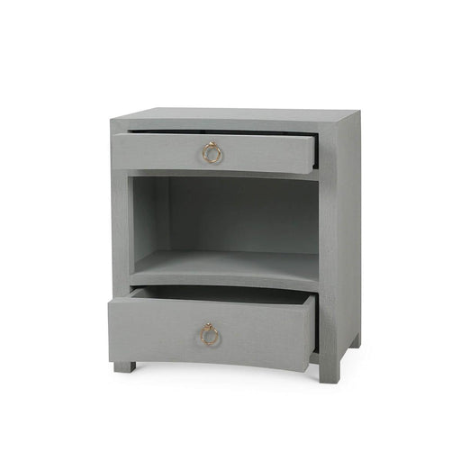 Bramble - Mornington Open Shelf Bedside Table Linen Wrapped in Pale Blue - 76642FPBE----- - GreatFurnitureDeal