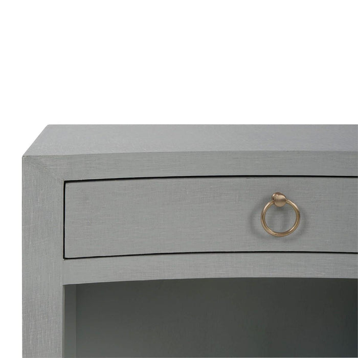 Bramble - Mornington Open Shelf Bedside Table Linen Wrapped in Pale Blue - 76642FPBE-----