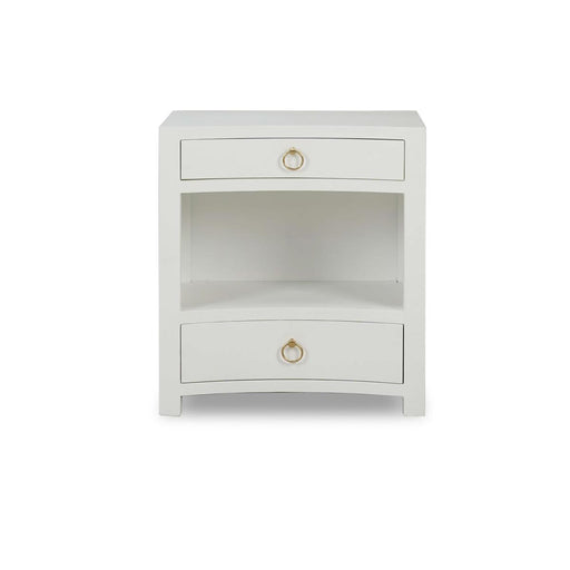 Bramble - Mornington Open Shelf Bedside Table Linen Wrapped in True White - 76642FTRW----- - GreatFurnitureDeal