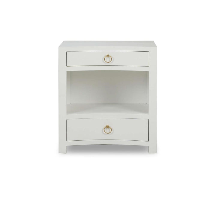 Bramble - Mornington Open Shelf Bedside Table Linen Wrapped in True White - 76642FTRW-----