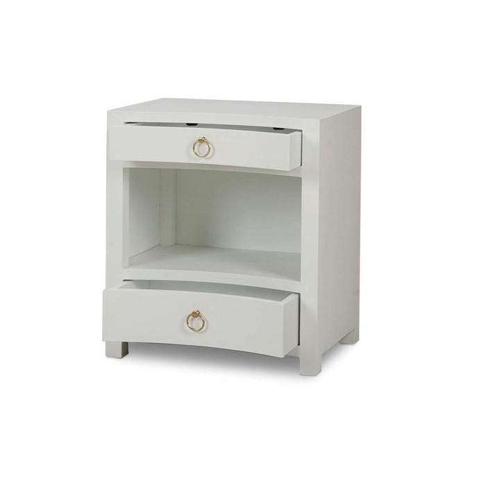Bramble - Mornington Open Shelf Bedside Table Linen Wrapped in True White - 76642FTRW-----