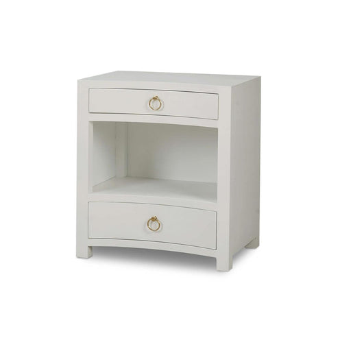 Bramble - Mornington Open Shelf Bedside Table Linen Wrapped in True White - 76642FTRW----- - GreatFurnitureDeal