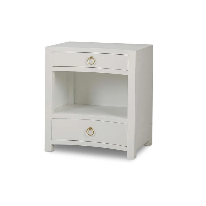 Bramble - Mornington Open Shelf Bedside Table Linen Wrapped in True White - 76642FTRW-----