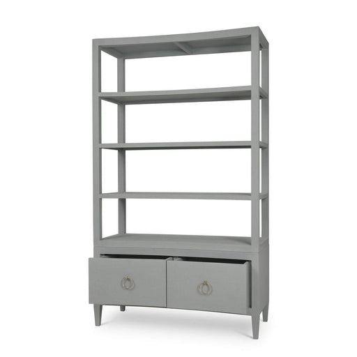 Bramble - Westminster Concave Shelving Unit Linen Wrapped in Pale Blue - 76647FPBE----- - GreatFurnitureDeal