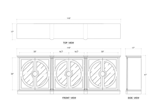 Bramble - Pimlico 6 Door Sideboard in Grey Charleston w/ True White Interior - 76666GCH-TRW--- - GreatFurnitureDeal
