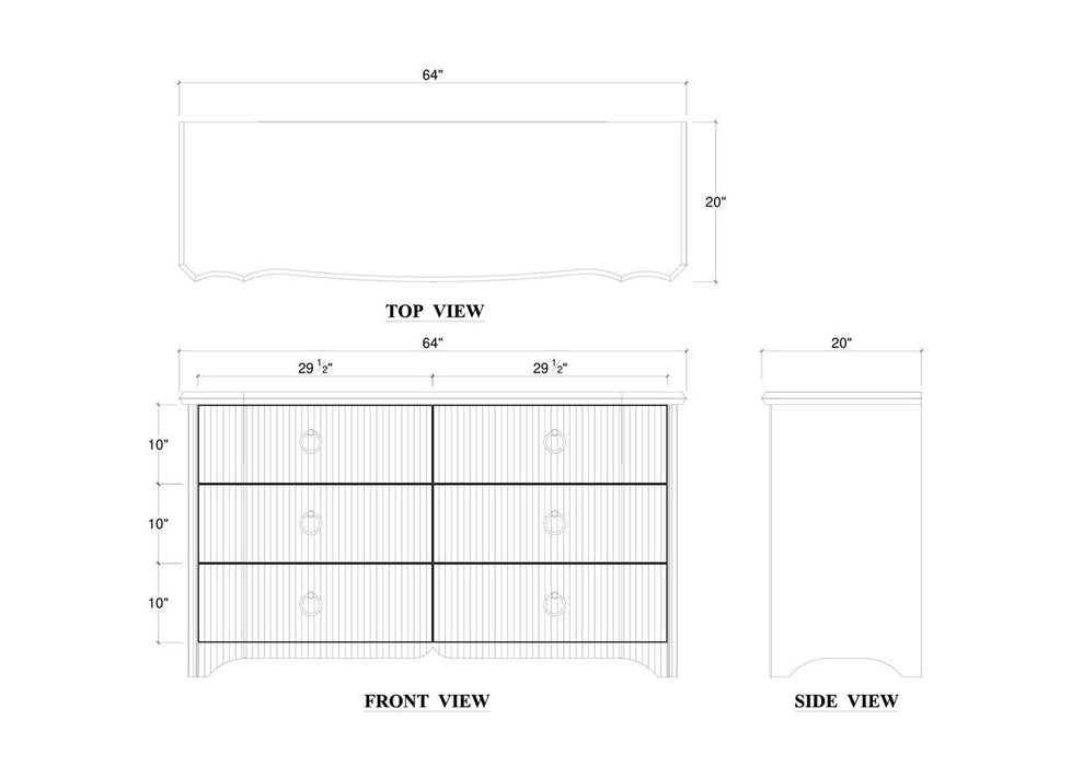 Bramble - Brighton 6 Drawer Dresser in Fruitwood - 76700FRW-----