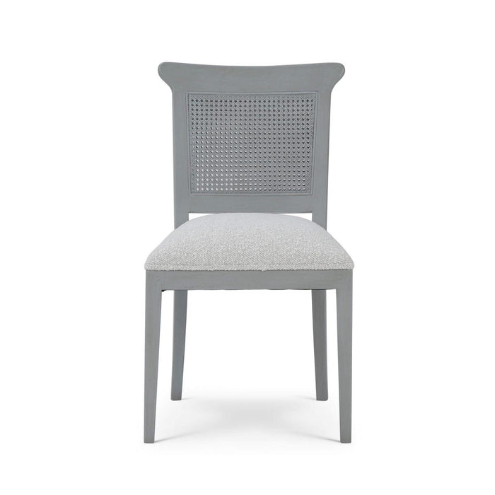 Bramble - Gustavian Dining Chair w/ Rattan Back in Grey Charleston w/ Boucle Sand Performance Fabric - 76703GCHSF212----