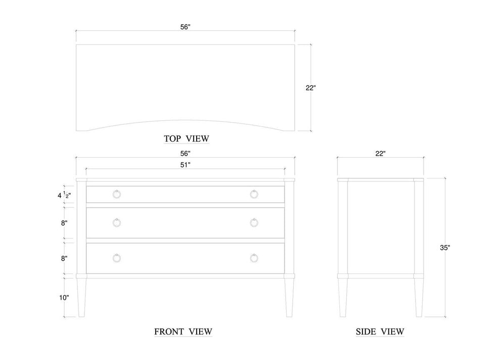 Bramble - Bow 3 Drawer Chest in Antique French Oak - 76714AFD-----