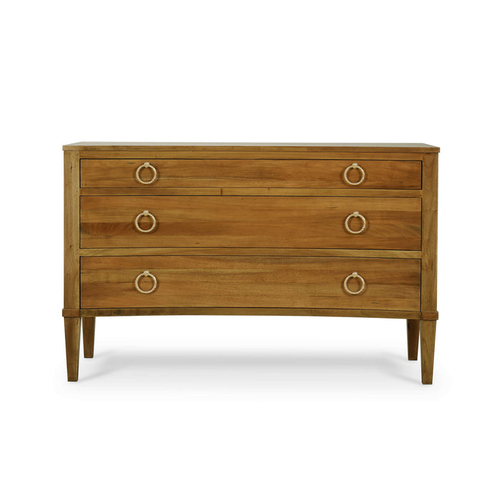 Bramble - Bow 3 Drawer Chest in Antique French Oak - 76714AFD----- - GreatFurnitureDeal