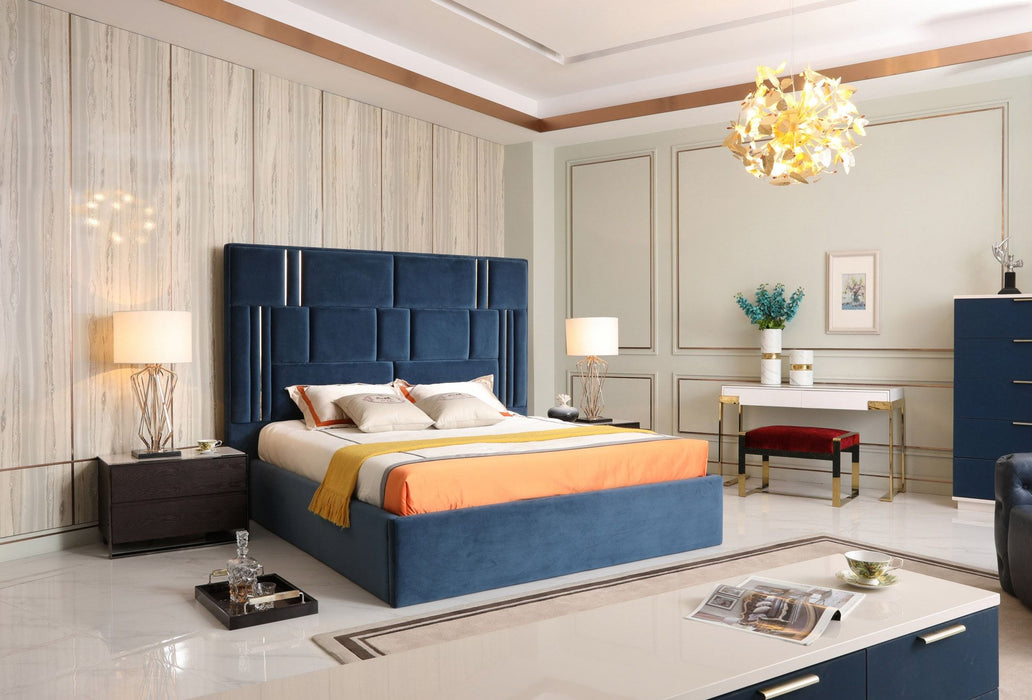 VIG Furniture - Modrest Adonis - Modern Blue Fabric Bed - VGVCBD096-19-Q - GreatFurnitureDeal