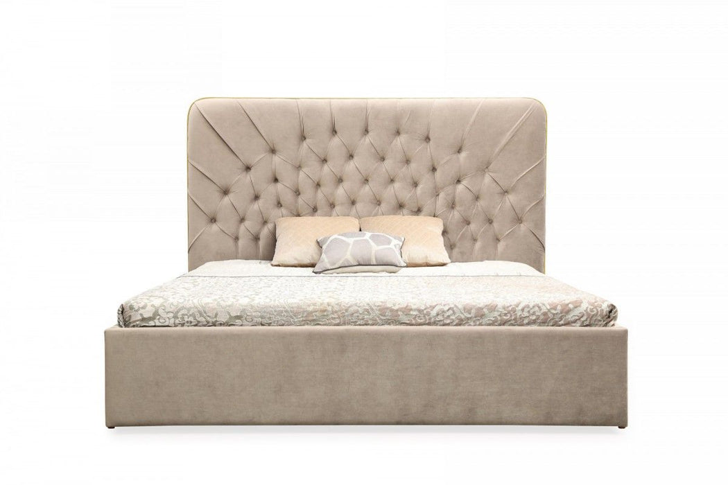 VIG Furniture - Modrest Moontide Glam Beige Velvet and Brushed Brass Eastern King Bedroom Set - VGVCBD1922-19-BED-SET-EK