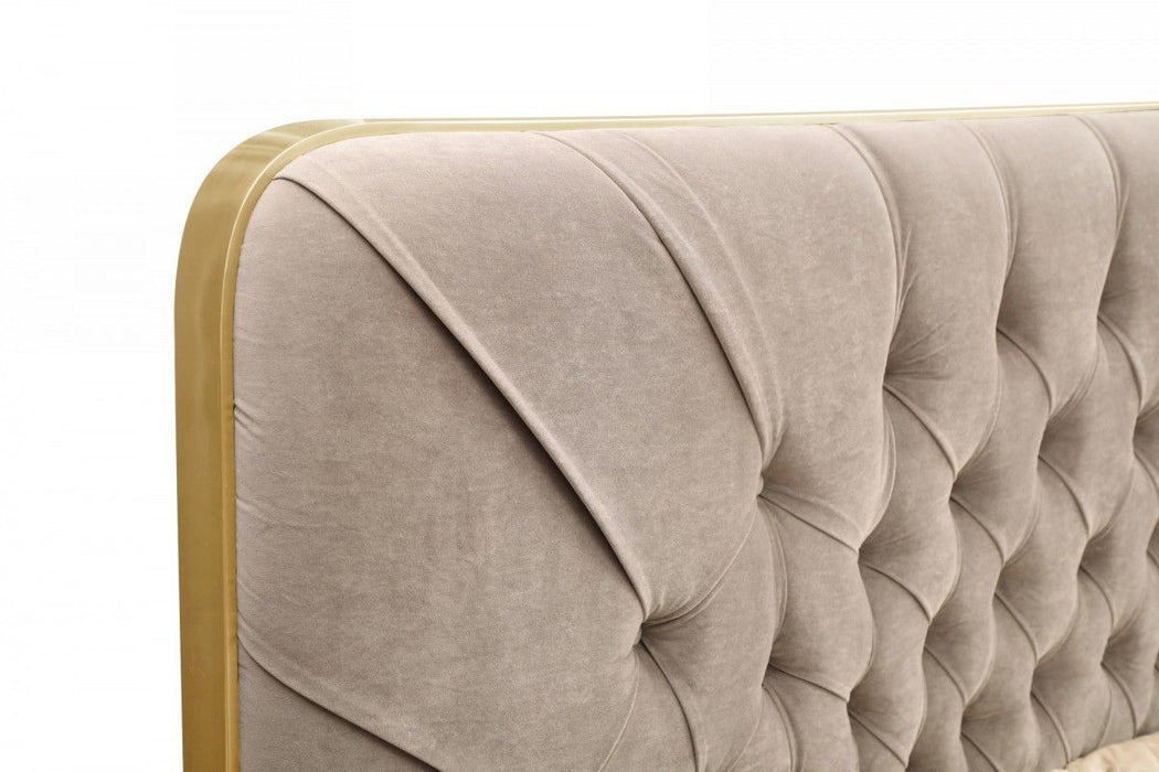 VIG Furniture - Modrest Moontide Glam Beige Velvet and Brushed Brass Queen Bed - VGVCBD1922-19-BED-Q - GreatFurnitureDeal