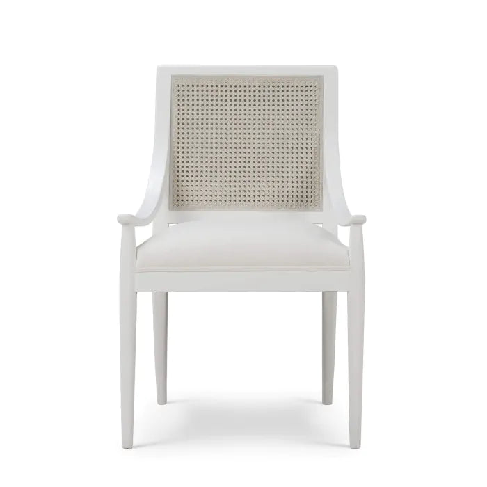 Bramble - Oslo Dining Chair in True White w/ Arctic White Performance Fabric & White Rattan Back - 76738TRWSF204RT01--- - GreatFurnitureDeal