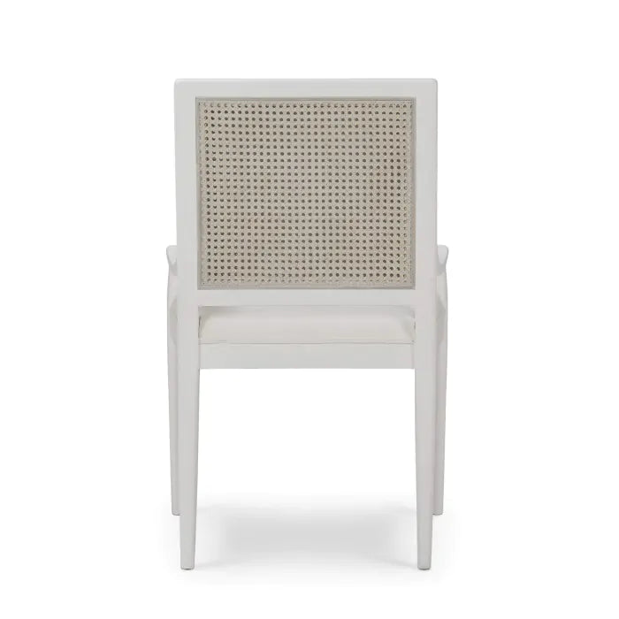 Bramble - Oslo Dining Chair in True White w/ Arctic White Performance Fabric & White Rattan Back - 76738TRWSF204RT01--- - GreatFurnitureDeal