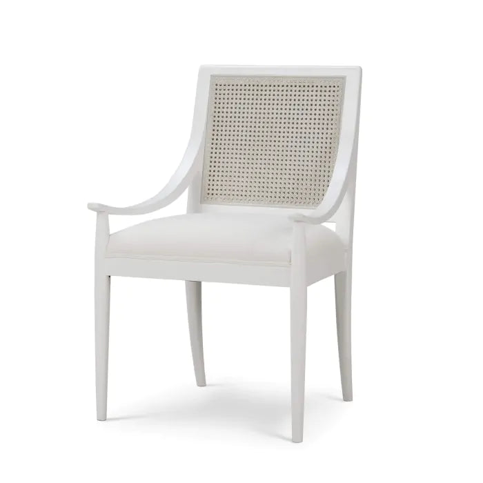 Bramble - Oslo Dining Chair in True White w/ Arctic White Performance Fabric & White Rattan Back - 76738TRWSF204RT01--- - GreatFurnitureDeal
