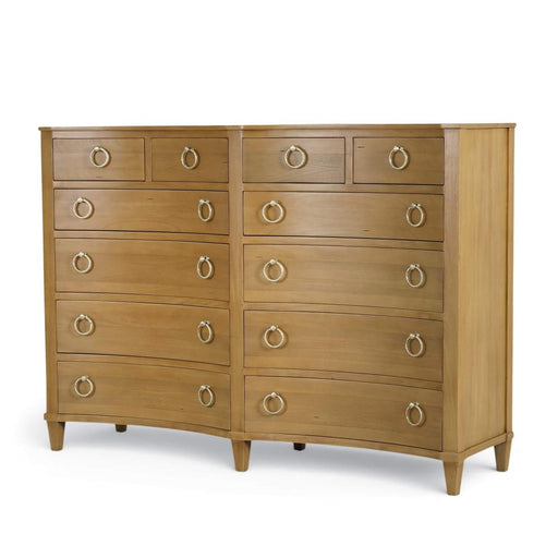 Bramble - Bow 12 Drawer Dresser in Antique French Oak - 76768AFD----- - GreatFurnitureDeal