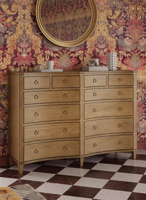 Bramble - Bow 12 Drawer Dresser in Antique French Oak - 76768AFD-----
