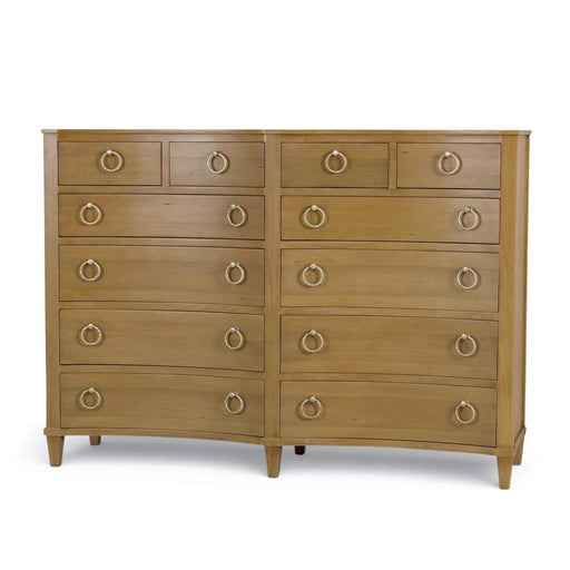 Bramble - Bow 12 Drawer Dresser in Antique French Oak - 76768AFD----- - GreatFurnitureDeal