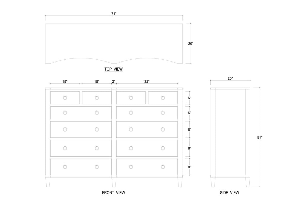 Bramble - Bow 12 Drawer Dresser in Dark Walnut - US-WS-76768WLT----- - GreatFurnitureDeal