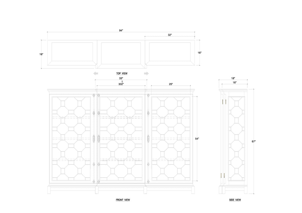 Bramble - Ceylon 3 Door Display Cabinet - BR-76780 - GreatFurnitureDeal