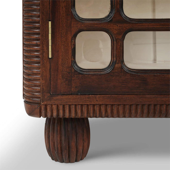 Bramble - Toulouse Glass Display Cabinet in Matt Teak Brown w/ Putty Interior - 76805MTB-PUT--NDT