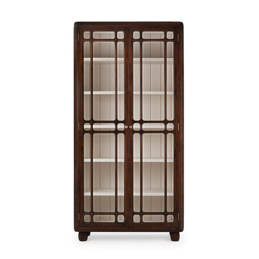 Bramble - Toulouse Glass Display Cabinet in Matt Teak Brown w/ Putty Interior - 76805MTB-PUT--NDT - GreatFurnitureDeal