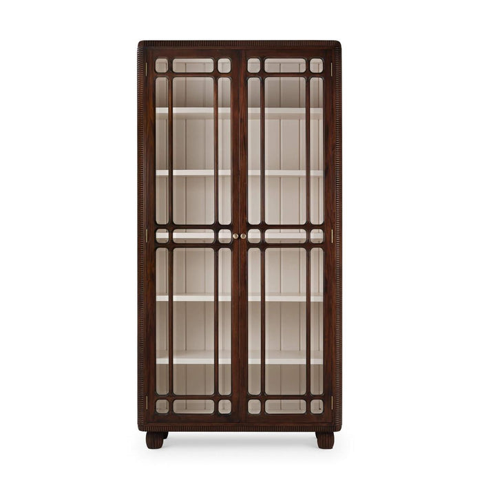 Bramble - Toulouse Glass Display Cabinet in Matt Teak Brown w/ Putty Interior - 76805MTB-PUT--NDT