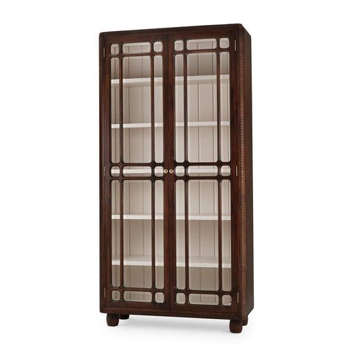 Bramble - Toulouse Glass Display Cabinet in Matt Teak Brown w/ Putty Interior - 76805MTB-PUT--NDT - GreatFurnitureDeal