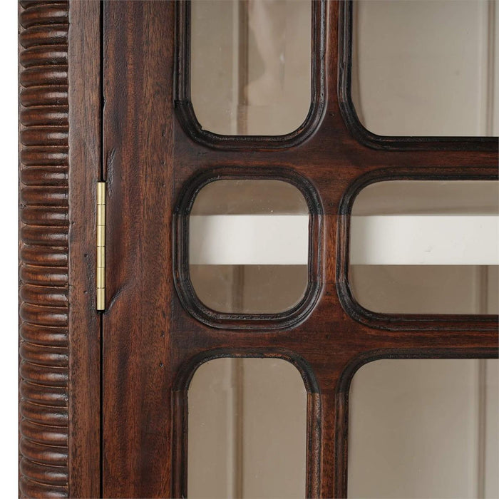 Bramble - Toulouse Glass Display Cabinet in Matt Teak Brown w/ Putty Interior - 76805MTB-PUT--NDT