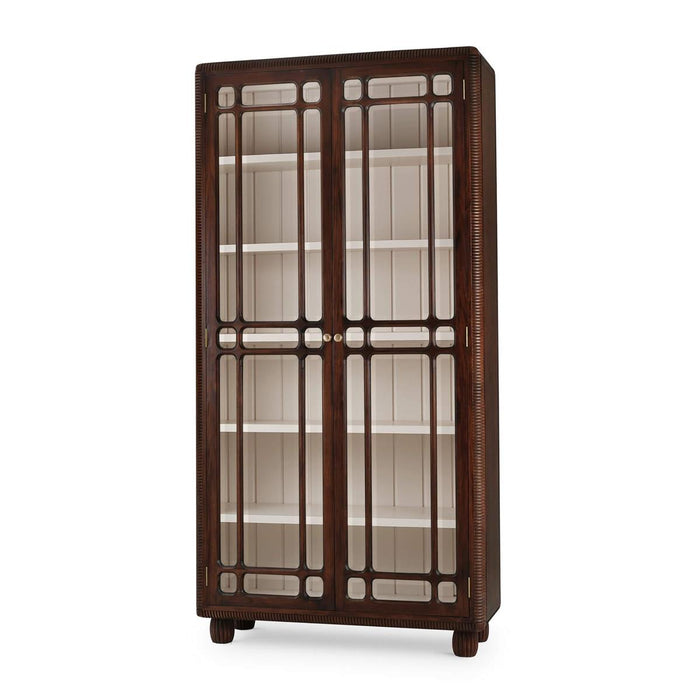 Bramble - Toulouse Glass Display Cabinet in Matt Teak Brown w/ Putty Interior - 76805MTB-PUT--NDT