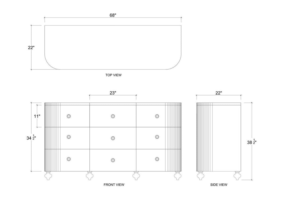 Bramble - Fenchurch 9 Drawer Linen Wrapped Dresser - BR-76813