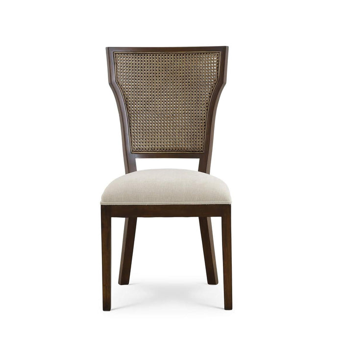 Bramble - Aldgate Dining Chair in Matt Teak Brown w/ Thames Natural Performance Fabric w/ Rattan Glaze Back - 76829MTBSF247RGZE--- Set of 2