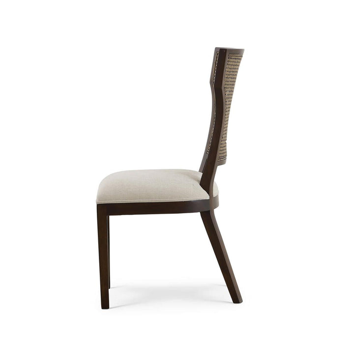 Bramble - Aldgate Dining Chair in Matt Teak Brown w/ Thames Natural Performance Fabric w/ Rattan Glaze Back - 76829MTBSF247RGZE--- Set of 2