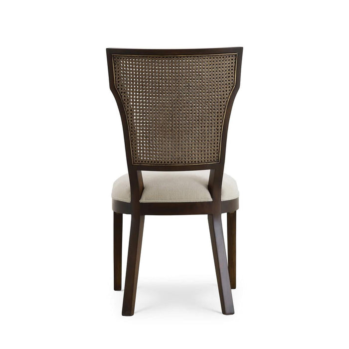 Bramble - Aldgate Dining Chair in Matt Teak Brown w/ Thames Natural Performance Fabric w/ Rattan Glaze Back - 76829MTBSF247RGZE--- Set of 2